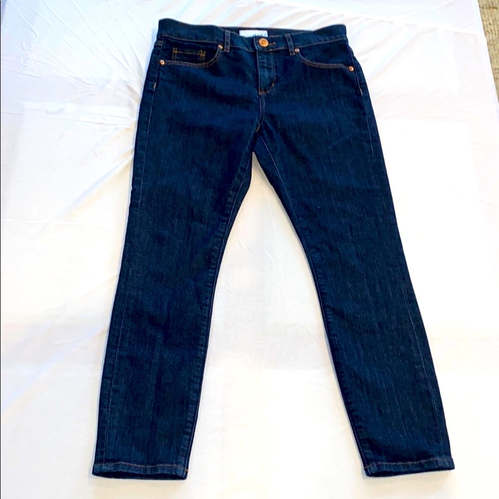 LOFT Women’s size 4/27 Petite Skinny Dark Blue Jeans with Brass Button. NWOT